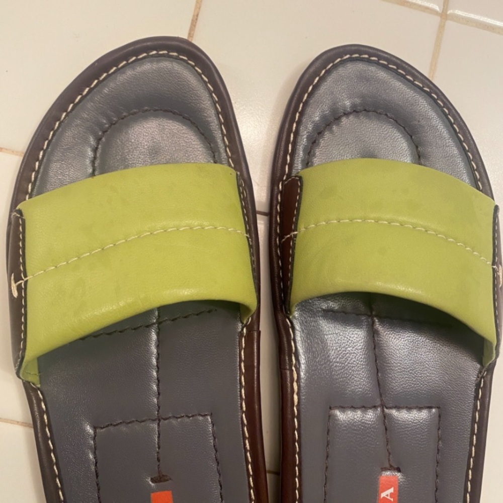 Prada Olive and Charcoal Slide Sandals - Picture 2 of 3
